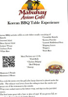 Mabuhay Asian Cafe menu