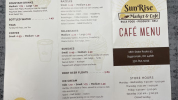 Sunrise Market Cafe menu