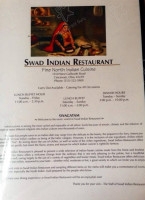 Swad Indian menu