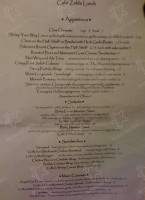 Zelda's Newport menu