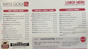 Miss Gogi Korean Bbq Doraville Atlanta Ga menu