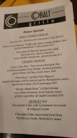 Cobalt Grille menu