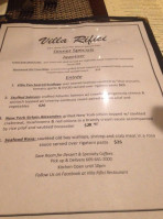Villa Rifici menu