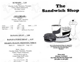 The Sandwich Shop menu