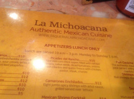 Taqueria La Michoaga menu