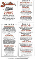 Jack's By The Tracks menu