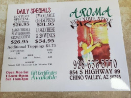 Aroma Pizza menu