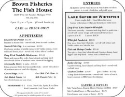 Brown Fisheries Fish House menu