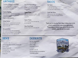Palm Valley Outdoors Bar Grill menu