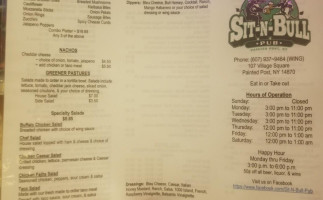 Sit-n-bull Pub menu