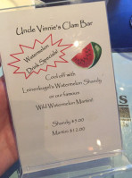 Uncle Vinnie's Clam menu