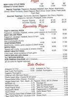 Tony's Pizza Palm Springs N menu
