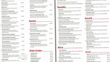 Tue Thai Food menu