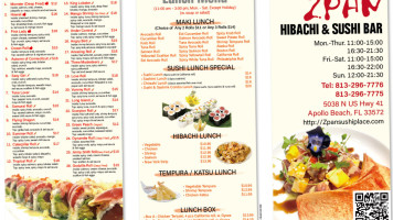 Zpan Hibachi Sushi menu