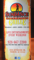 Sundance Saloon menu