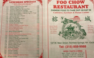 Foo Chow menu