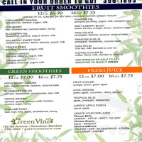 The Green Vine menu