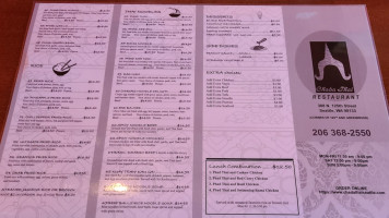 Chada Thai menu