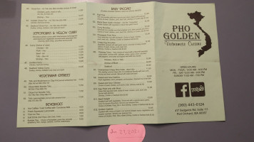 Pho Golden menu