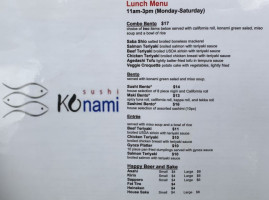 Sushi Konami menu