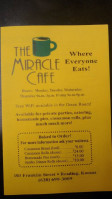 The Miracle Cafe menu