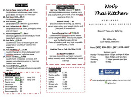 Noi's Thai Kitchen menu