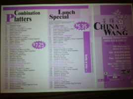 China Wang menu