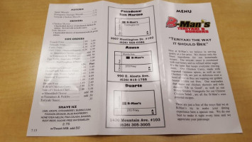 B-man's Teriyaki Burgers menu
