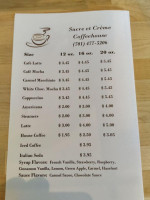 Sucre Et Creme Bakery/coffee House menu