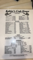 Kahler's Crab House menu