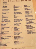 Fancy Q Sushi Grill menu