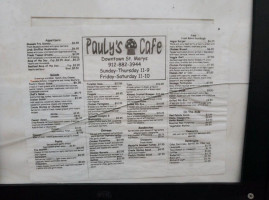 Pauly's Cafe menu