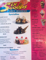 Six Scoops Ice Cream menu