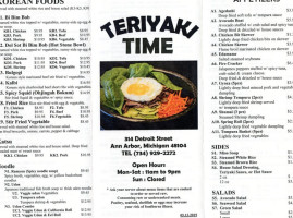Time Teriyaki menu