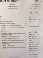 Elephant Sushi menu