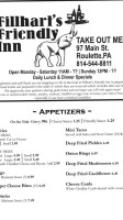 Roulette Friendly Inn menu