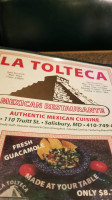 La Tolteca Mexican menu