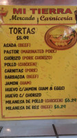 Mi Tierra menu