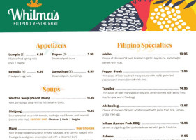 Whilma's Filipino menu