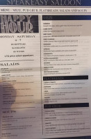 Speakeasy Saloon Dining House menu