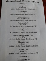 Greenbush Brewing Company menu