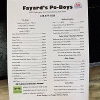 Fayard's menu