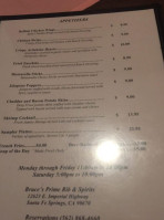 Bruce's Prime Rib And Spirits menu