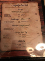 The Granary Supper Club menu