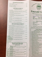 Emerald Garden menu