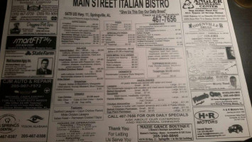 Main Street Italian Bistro menu
