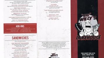 Big Willys Lakehouse menu
