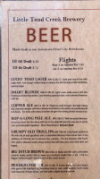 Little Toad Creek Brewery Distillery menu