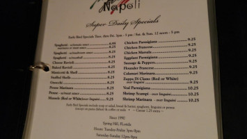 La Bella Napoli Italian menu