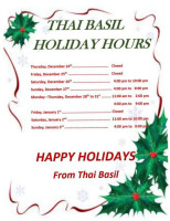 Thai Basil Restaurant Bar menu
